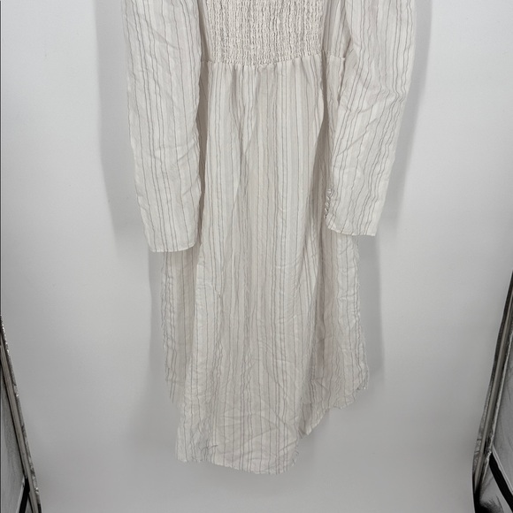 Free People Luna Button Down Pin Stripe Puff Long Sleeve Maxi Top XL - Picture 12 of 12